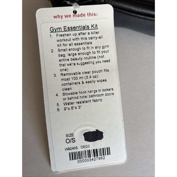 NWT Lululemon 1 Piece Gym Essentials Kit Gray Black Toiletry Makeup Travel Bag - Picture 2 of 13